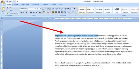 Cara Mudah Memilih Jenis Font Pada Microsoft Word