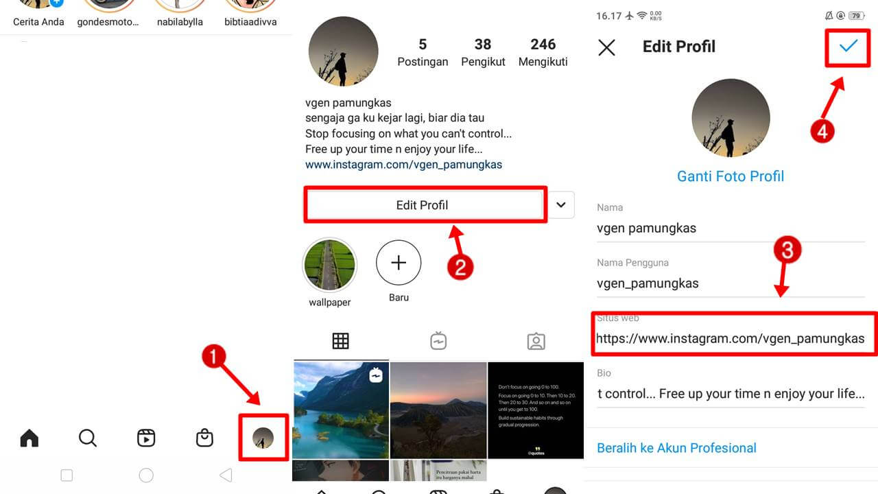 Cara Membuat Link IG di Bio Instagram ig