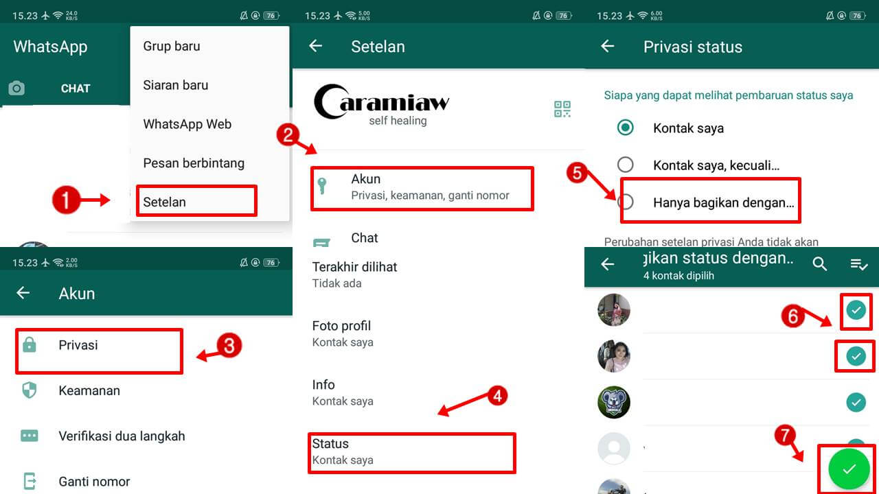 Cara Menyembunyikan Status Whatsapp