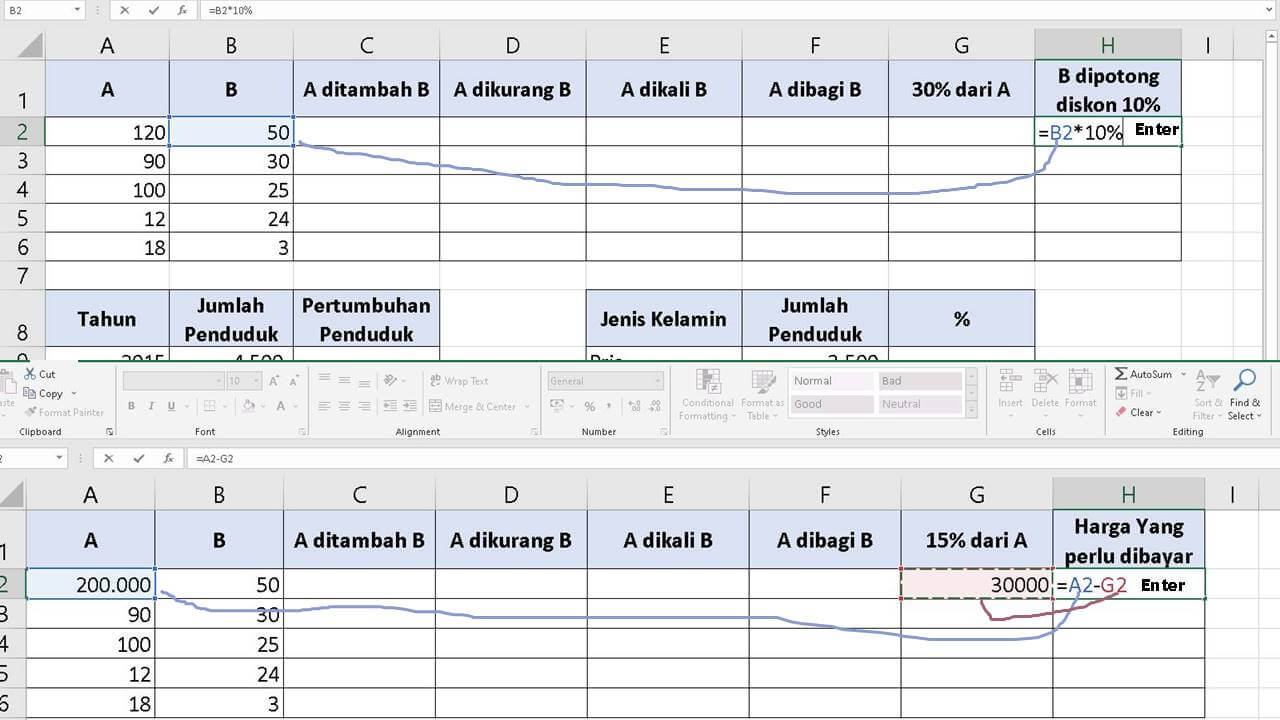 Menghitung Persen Di Excel Diskon (1)