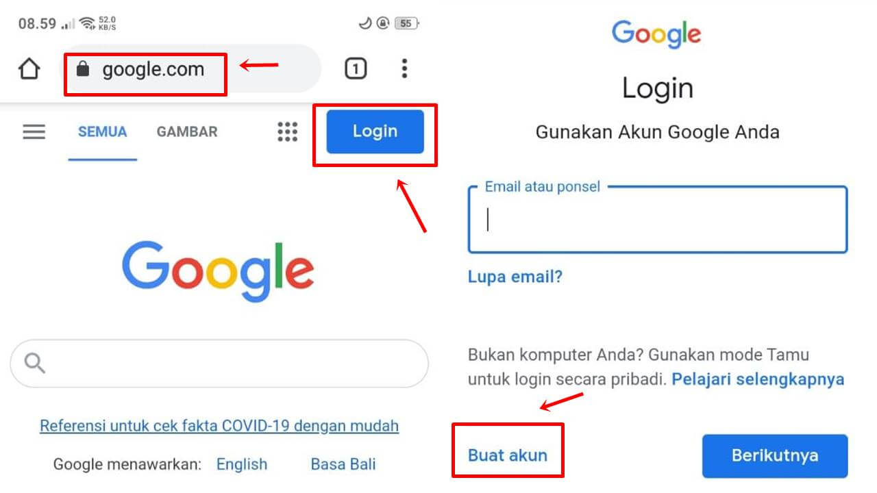 Cara Membuat Gmail Di Handphone Lewat Google Chrome
