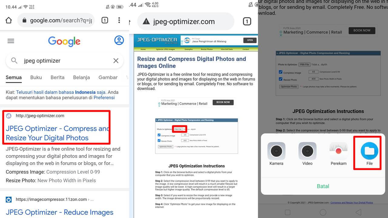 Cara Mengecilkan Ukuran Foto JPEG Optimizer