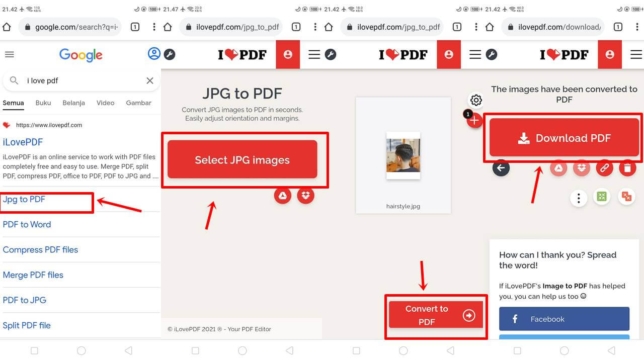 Cara Mengubah Foto Ke PDF via ilovepdf