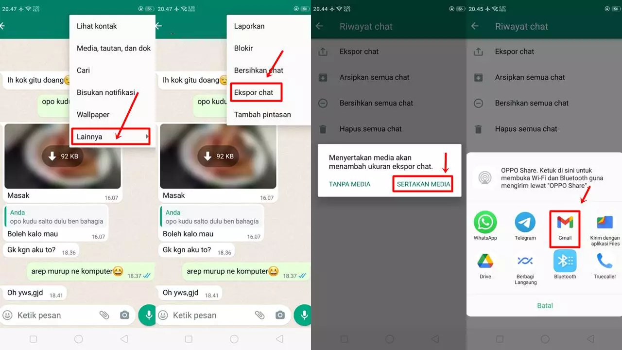 Cara Ekspor Chat WhatsApp MElalui Email