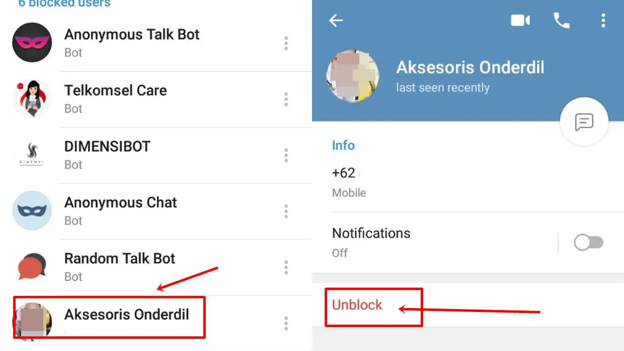 Cara Membatalkan Kontak Telegram yang Diblokir