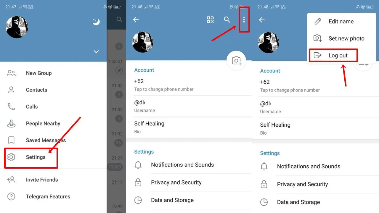 Cara Menggunakan Telegram - Cara Keluar dari Telegram