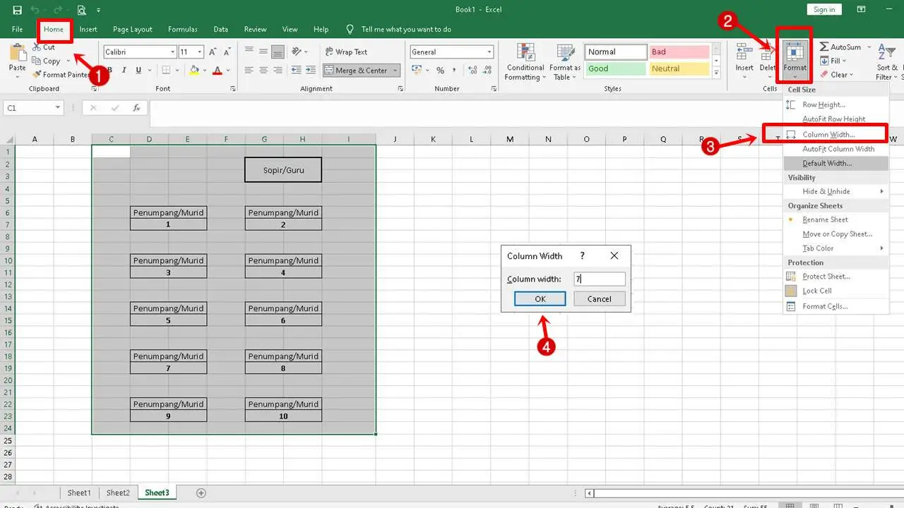 Cara Melebarkan Kolom Excel