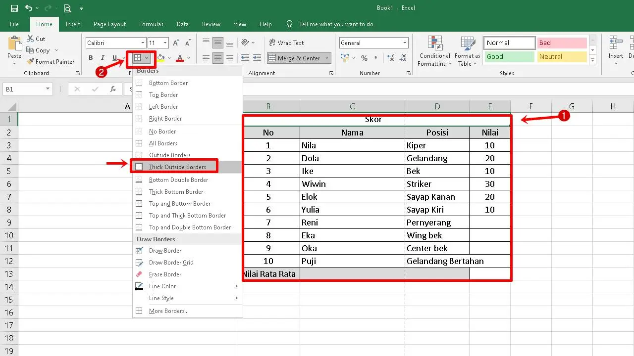 Cara Membuat Garis di Excel