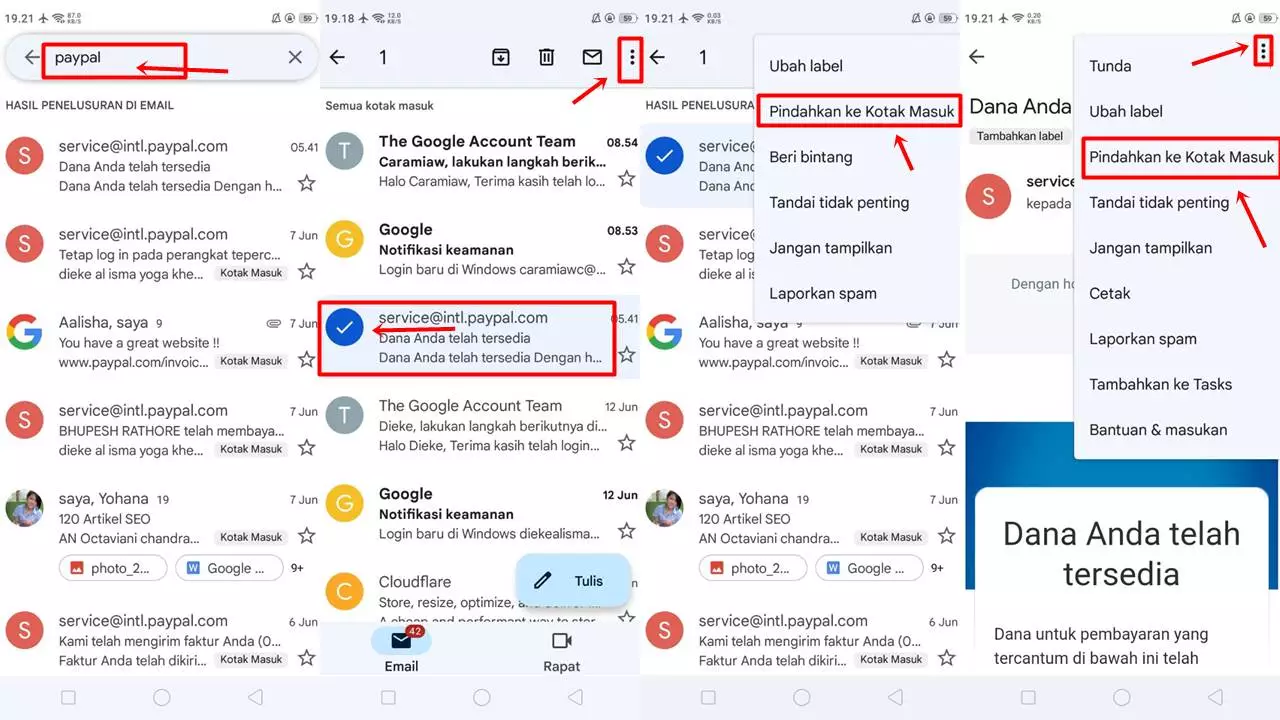 Cara Mencari Arsip Di Gmail melaui hp android