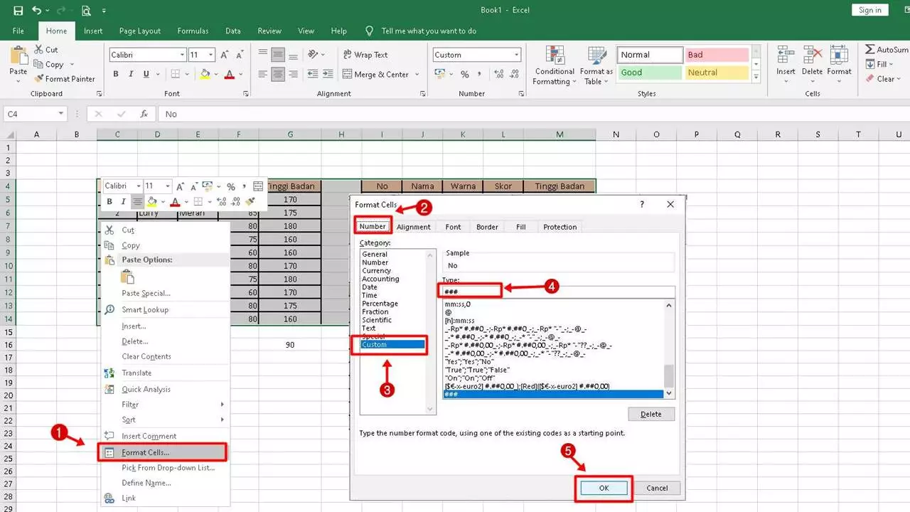 Cara Menghilangkan .00 Pada Excel via format cell